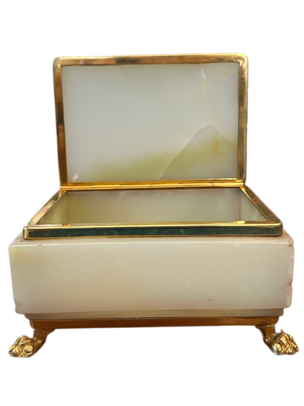 60s-70s Onyx Marble Trinket Jewelry box hand carved luminous hinged lid - Picture 2 of 13